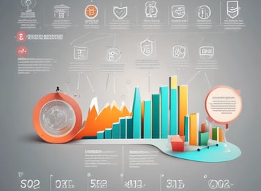 Illustration of a magnifying glass over a website graph showing upward growth.