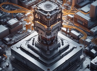 A sleek, dark-themed website layout glowing with neon accents on a futuristic interface.