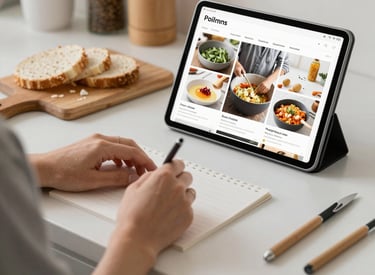 A cozy reading nook with a tablet displaying a popular self-help ebook.