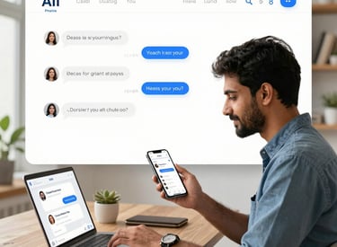 A cozy workspace with a laptop displaying AI news articles, surrounded by notes and a cup of coffee.