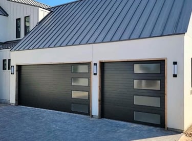 a garage door with a garage door and a garage door