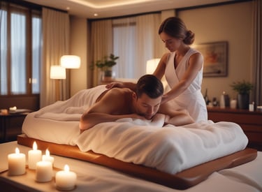 Hands performing an energy balancing massage on a man's back.