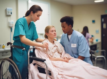 A confident patient admiring their new silhouette in a bright, airy room.