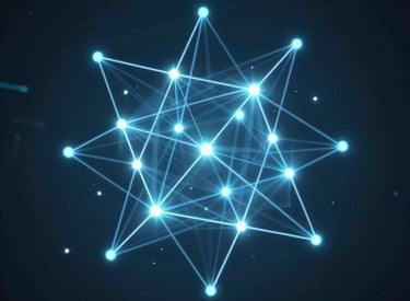 A sleek, modern biotech lab workspace with molecular structure graphics softly glowing in the background.