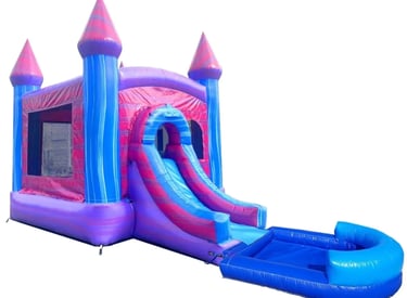 PINK & PURPLE MARBLE WET COMBO WITH BASKETBALL HOOP, SLIDE AND POOL. 33Lx15Wx14H.. Bookings 832-216-