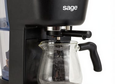 A professional service engineer inspecting a high-end coffee machine on a mobile workbench.