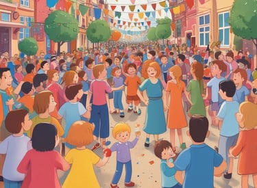 Community event with families learning about balanced diets outdoors