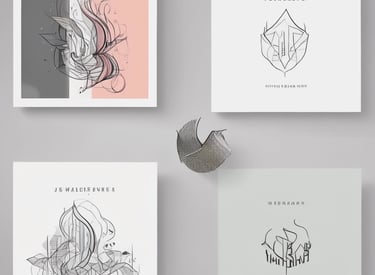 Minimalist graphic design featuring clean lines and soft pastel colors.