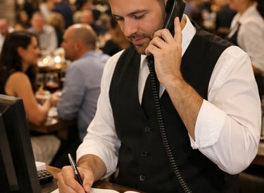 Camarero haciendo una reserva