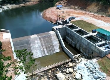 a Mini Hydro Project with a dam of water
