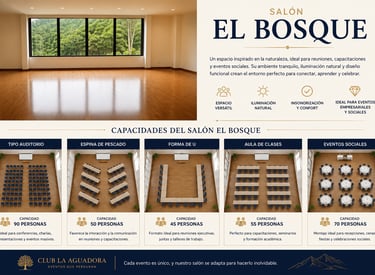 Salón de eventos El Bosque en Bogotá con ambiente natural, ideal para reuniones empresariales, celeb