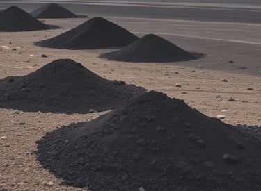 Farmers applying biochar to their crops in a sunny field.
