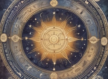 A mystical setting with an astrologer consulting charts over the phone.