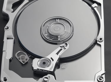 Data recovery specialist working on a damaged hard drive in a clean workspace.