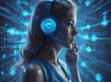 A friendly voice assistant interacting naturally with a user on a smartphone.