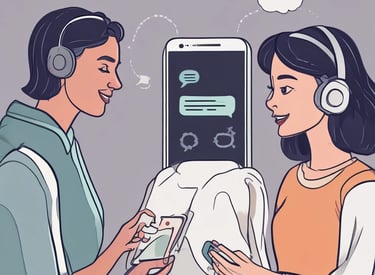 Futuristic chatbot interacting with users on multiple devices