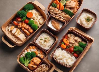 A bulk order box filled with neatly packed meal containers, ready for delivery with repascere branding.