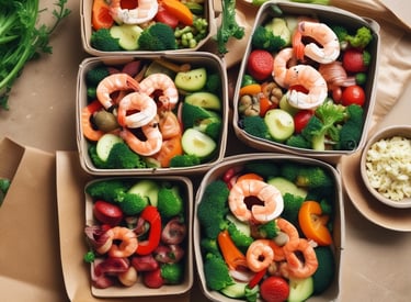 A colorful plate featuring grilled chicken, steamed broccoli, and mixed vegetables arranged appetizingly on a rustic wooden table.
