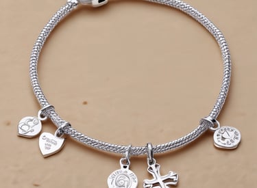 Personalized mug with colorful design and a name printed in gold lettering