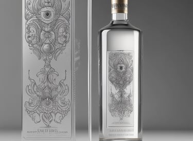 A chilled bottle of organic vodka surrounded by fresh grains and herbs, emphasizing its natural ingredients.