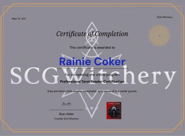 Rainies Tarot certification.
