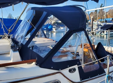 new sailboat dodger with strataglass and sunbrella