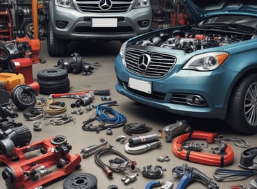 A business consultant discussing strategy with auto parts store owners.