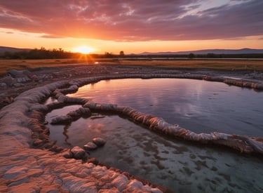 Engineers inspecting turbine foundations amid rocky terrain.