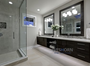 Bathroom remodeling contractor in Lake Forest IL. Custom shower, large format tile and custom vanity