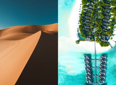 Deserto dubai e atollo isola privata Maldive Holiday Hunter