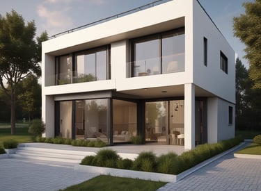 Architects discussing plans over blueprints in a bright workspace