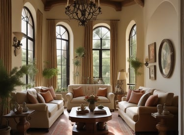 A cozy room filled with warm textures and eclectic decor representing bohemian chic style.