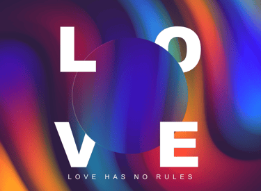 Abstract background featuring the text "Love has no rules" in a creative, colorful design.Abstract b