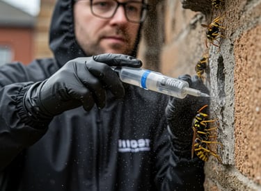 Expert using special wire to rodent proof shed