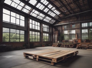 Close-up of hands exchanging a wooden pallet in a logistics setting.