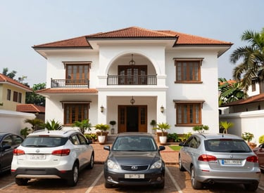 A modern villa with clean lines and lush greenery in Kasturinagar, Bangalore