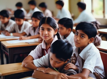 A serene photo of community members sharing a meal under a soft green canopy, symbolizing unity and care.