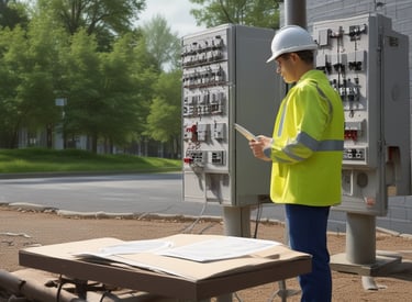 Technical electrical design blueprint with precise measurements and annotations