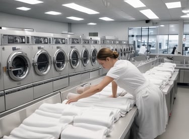 A delivery van ready for towel pickup in the morning.