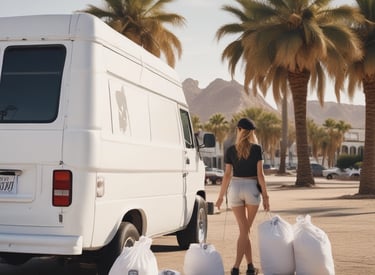 A delivery van ready for towel pickup in the morning.