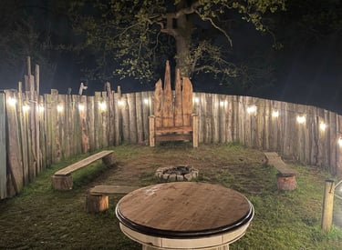 Communal firepit area ready for chilling