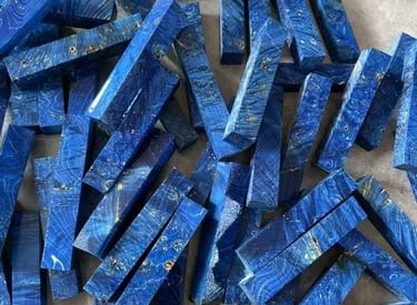 blue stabilized wood blocks curly maple figured maple wood blank