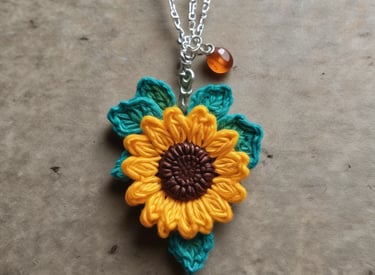 A charming collection of small crochet charms, each with tiny smiling faces and bright colors.