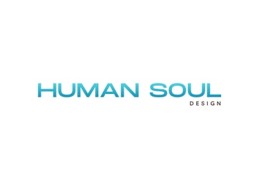 Human Soul Design logo featuring light blue modern typography on a clean white background.