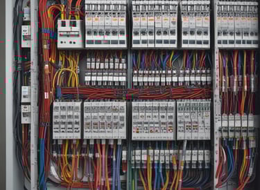 Photo of a skilled electrician installing a modern switchboard in a residential home.