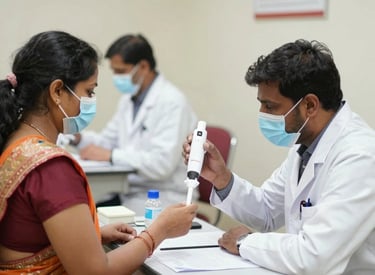 Participants enjoying a nutritious breakfast while health screenings take place.