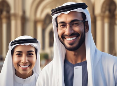A serene photo of a couple walking hand in hand near Masjid al-Haram at sunset.