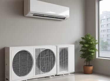 Technician servicing an industrial air conditioning unit