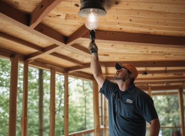 Electrician installing wiring in a residential home