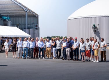 Stéphane Piednoir lors d'une visite de terrain à Concourson-sur-Layon, inauguration de Doué Métha